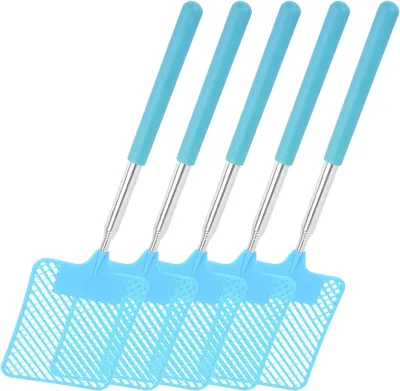 Imagen del producto de Mata insectos resistente y extensible con mango telescópico. Alcance de 76 cm, con longitud ajustable, ideal para camping, cocina, terraza, barbacoas y viajes, tanto de día como de noche