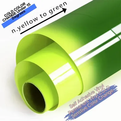 Produktbild von Selbstklebende Farbwechsel-Plotterfolie -  hot to cold - NEON YELLOW TO GREEN - 20 x 30,5cm