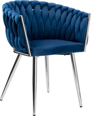 Immagine prodotto di Sedia in velluto intrecciato COFTON cromo blu