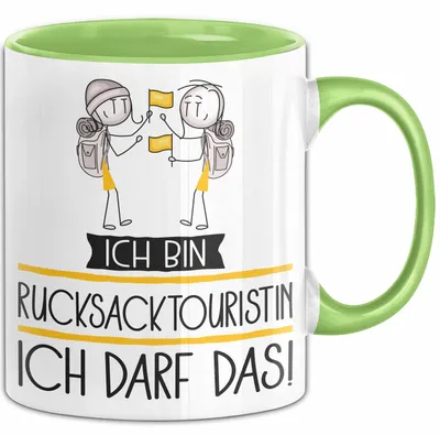 Produktbild von Geschenk für Rucksacktouristin Tasse Lustige Geschenkidee Geburtstag Ich Bin Rucksacktouristin Ich Darf Das (Grün)