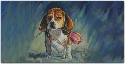 Produktbild von Coloray Bild aus Leinwand 120x60 Leinwand Dekoration - Blumen-Haustierhund