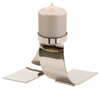 Produktbild von Fink TWISTER, Leuchter, Edelstahl , vernickelt, glatt, silberfarben, L. 25 cm, B. 16 cm, H. 14.5 cm 140014