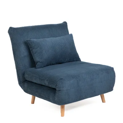 Zdjęcie produktu dla HOMLA Sofa SOLACE 1-osobowa, z funkcją spania sztruksowa granatowa 83x91x84 cm
