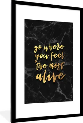 Produktbild von MuchoWow® Gerahmtes Poster Zitate - Leben - Marmor 60x90 cm - Poster mit Schwarzem Bilderrahmen Wandposter Rahmen Foto Bilder - Dekoration - Wandposter Wohnzimmer - Hochwertig