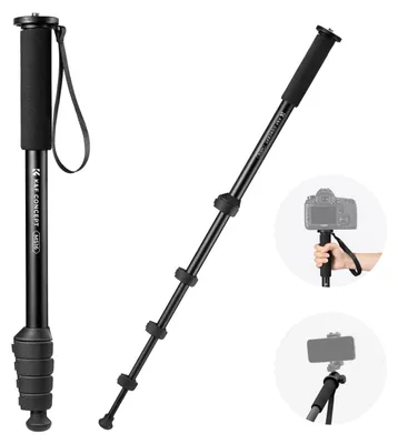 Produktbild von K&F CONCEPT MS16 Einbeinstativ, 63 Zoll Monopod, stabiles Aluminium-Einbeingerät mit 5 Sektionen, 160cm Reisestativ für DSLR, DSLM und Kompaktkameras, mit Handschlaufe
