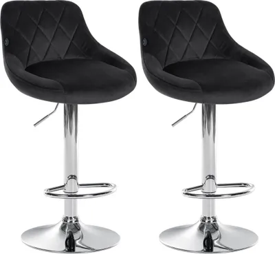 Imagen del producto de Conjunto de dos taburetes de bar de terciopelo – Taburetes de bar – con altura ajustable | Color:  | Color base: Cromo