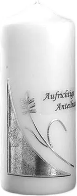 Produktbild von Trauerkerze "Silber mit Ähren" 200 x 80 mm mit Klarsichtkarton