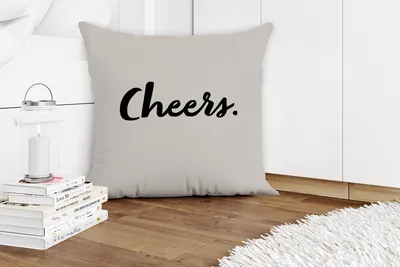 Produktbild von MuchoWow® Zierkissen Sofakissen Wohnzimmer Dekokissen 60x60 cm Zitate - Trinken - Prost - Sprichwörter - Sitzfläche - Foto Polster