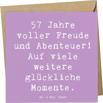 Produktbild von Mr. & Mrs. Panda Deluxe Karte Spruch 57. Geburtstag Freude - Lavendeltraum - Geschenk, Geburtstagsgeschenk, anlasskarte, Feierlichkeiten, Glückwünsche, Meilenstein, Mut