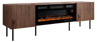 Produktbild von MIRJAN24 TV-Lowboard Tacos 180 mit Kamin, TV-Möbel, TV-Schrank, Modern, Stahlfüße, Stehend, Wohnzimmer Kollektion (Farbe: Nuss Warmia)