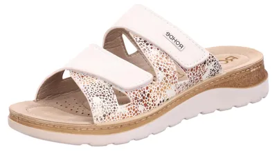 Produktbild von Rohde Damen Pantolette mit Blumendruck und Lederdecksohle Baviera 1302, Größe:41 EU, Farbe:Beige
