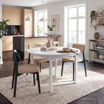 Produktbild von Runder ausziehbarer Esstisch SLIM 100/140 cm Weiß