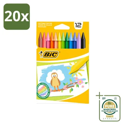 Obrázek produktu pro 20 voskových pastelek BIC – různé barvy – 12 kusů – balení pro zásobení – 20 kusů