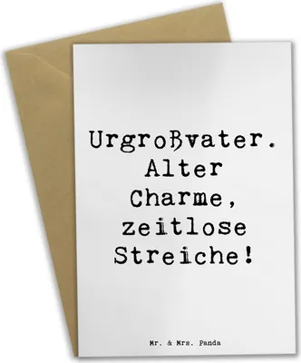 Produktbild von Mr. & Mrs. Panda babykarte Spruch Urgroßvater Charme - Weiß - Geschenk, Ahnen, Humor, osterkarten, weihnachtskarten, Streiche, persönliche Erinnerungen, Familie, Erbe