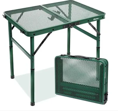 Produktbild von Klapbare Tisch, 60 x 40 cm, metallenes Tischgestell, leicht und tragbar, kleiner Tisch für Picknick und Camping, in 2 Höhen einstellbar.