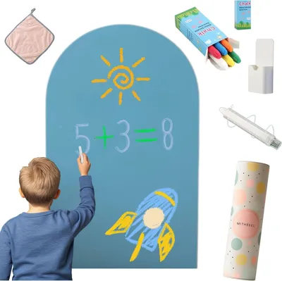 Produktbild von Magnettafel für Kinder 120 x 60 cm, bogenförmig, selbstklebend, aquamarin, für Kinderzimmer