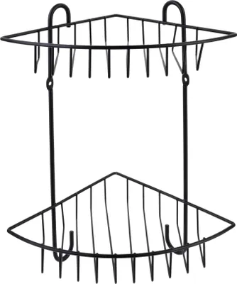 Produktbild von Badezimmer-Eckregal Metall Carl Black 2-Böden 22x16x28,5 cm Schwarz 1 Stück