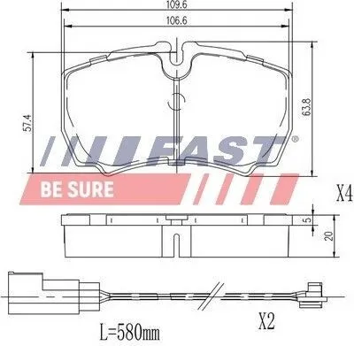 Produktbild von FAST Bremsbeläge Satz Hinten Bremsklötze für FORD Transit Mk6 Kasten (V347, V348, FA) FT29544