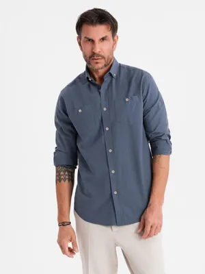 Zdjęcie produktu dla Ombre Clothing Koszula męska z długim rękawem Landene niebieski M