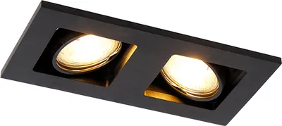 Produktbild von QAZQA - Modern Rechteckiger Einbauspot 2-flammig schwarz - Qure I Wohnzimmer I Schlafzimmer - Aluminium Länglich I Rechteckig - LED geeignet GU10