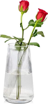 Produktbild von Moderne Gläserne Dekorationsvase mit Relief, ca. 20 cm