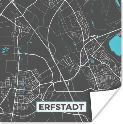 Produktbild von MuchoWow® Poster Deutschland - Blau - Erfstadt - Stadtplan - Karte 100x100 cm - Babyzimmer