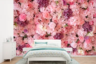 Produktbild von MuchoWow® Fototapete für Wohnzimmer oder Schlafzimmer Wandtapete Vinyl Motivtapete Blumen - Rosa - Rosen - 390x260 cm - Papiertapete