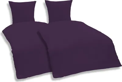 Produktbild von 4 teilige Uni Bettwäsche 155 x 220 cm aubergine Einfarbig Mikrofaser Garnitur