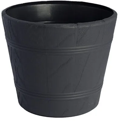 Produktbild von Blumentopf in Holzoptik, Anthrazit, Formkunststoff