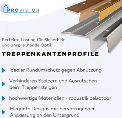 Produktbild von PROVISTON | Treppenkantenprofil | Breite:38 mm | Höhe:35.4 mm | Länge:2700 mm | Winkelprofil | Metallprofil | Aluminium eloxiert | Silber | Gebohrt | 1 Stück