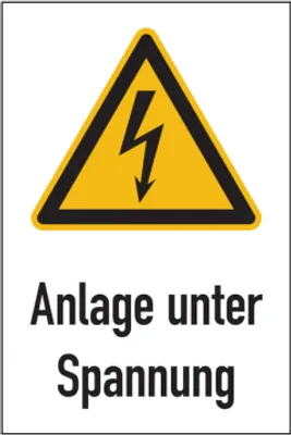 Produktbild von Dreifke® Warnschild, Kombischild, Anlage unter Spannung | Folie selbstklebend...