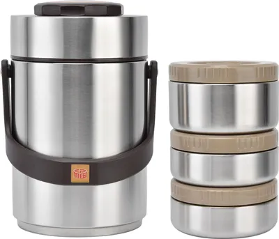 Produktbild von 2000 ml 304 Edelstahl Vakuumisolierung Lunchbox Tragbare 3-Schicht Vakuumisolierte Barrel
