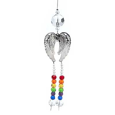 Immagine prodotto di Corda Con Ali D'angelo, Cristalli E Arcobaleno --set Da 2 Pezzi - 30 Cm