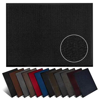 Produktbild von Furni24 Fußmatte Schmutzfangmatte 90 x 150 cm Anthrazit/Schwarz – Rutschfeste Waschbare Türmatte für Innen- & Außenbereich