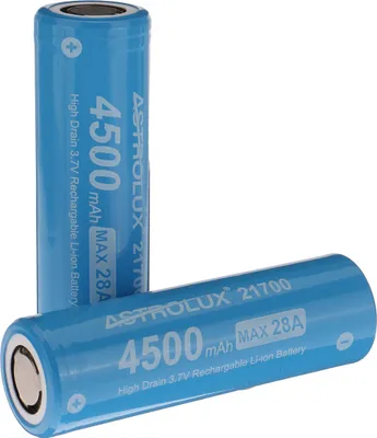 Two blue rechargeable batteries are shown against a white background.