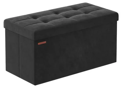 Produktbild von Samt-Aufbewahrungsbank – MDF – 38 x 76 x 38 cm – tintenschwarz – 89 l