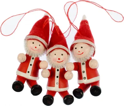 Produktbild von 3 x Weihnachtsbaumanhänger Baumschmuck Weihnachtsmann Nikolaus Santa Holz