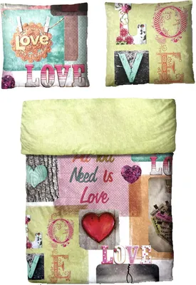 Produktbild von Baumwolle Satin Bettwäsche Love Bunt 135x200 80x80cm: 2 tlg.