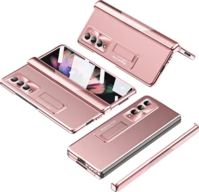 Obrázek produktu pro Pouzdro pro Samsung Galaxy Z Fold 4 5G, magnetická ochrana pantu, objektivu a displeje, galvanizovaná tvrdý PC Růžový