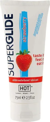 Image de Hot - Superglide Lubrifiant Comestible À Base D'eau Fraise 75 Ml