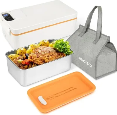 Produktbild von Elektrische Lunchbox - Warmhaltebox für Essen - USB-Akku-Heizfunktion - 1 l Fassungsvermögen - 40 W - Mit isolierter Tasche - Für Büro und Reise