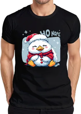 Produktbild von HO NOPE niedlicher Weihnachts Pinguin Cartoon Kawaii süß lustig Herren T-Shirt, Schwarz, 3XL