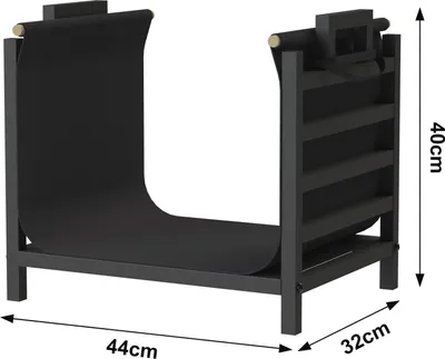Image de DanDiBo Étagère à bois de cheminée Intérieur Métal Noir Debout avec sac de transport 45 cm Support de bois de cheminée 96466 Étagère à bois de chauffage Étagère à bois de chauffage