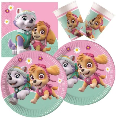 Immagine prodotto di Set da festa Paw Patrol Skye ed Everest, 52 pezzi