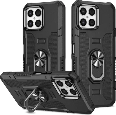Produktbild von Honor X8 Hülle, Dual Layer Robuste Rüstung Ringhalter Ständer Schutzhülle für Honor X8 Schwarz