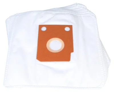 A stack of white vacuum cleaner bags with an orange cardboard connector.