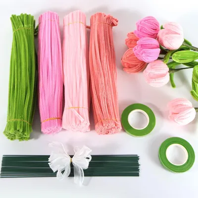 Bastelset 400 Pfeifenreiniger, Blumen, DIY, 30 cm, Rosa