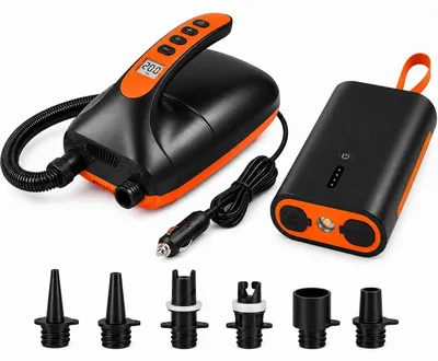 Obrázok produktu pre Elektrická vzduchová pumpa SkinStar, 20 PSI, vrátane 12V powerbanky, vhodná pre paddleboardy (SUP), kajaky a kempovanie
