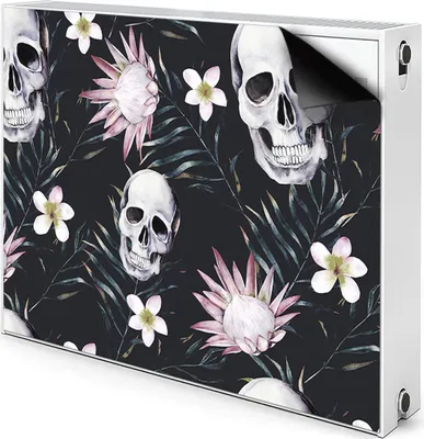 Produktbild von Magnet Radiator Magnet Mat Heizkörperverkleidung Heizkörper-Abdeckung Heizung 110x60 cm  - Schädel und Blätter