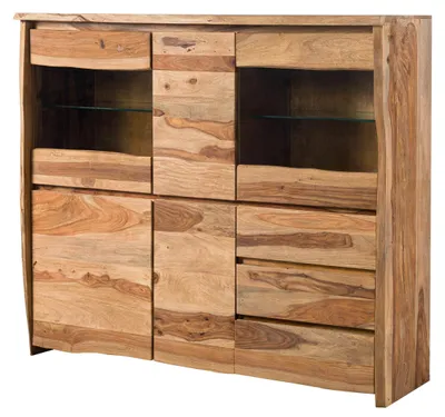Produktbild von MASSIVMOEBEL24 Highboard Sheesham 166x48x145 natur lackiert / sandgestrahlt PURE SHEESHAM #200